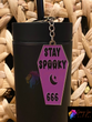 Neon Purple Stay Spooky 666 Coffin Keychain